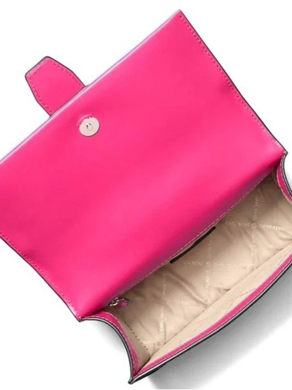 NWT $498 Michael Kors Pink GREENWICH Zebra-Print Leather MK LOGO Crossbody - Picture 4 of 11
